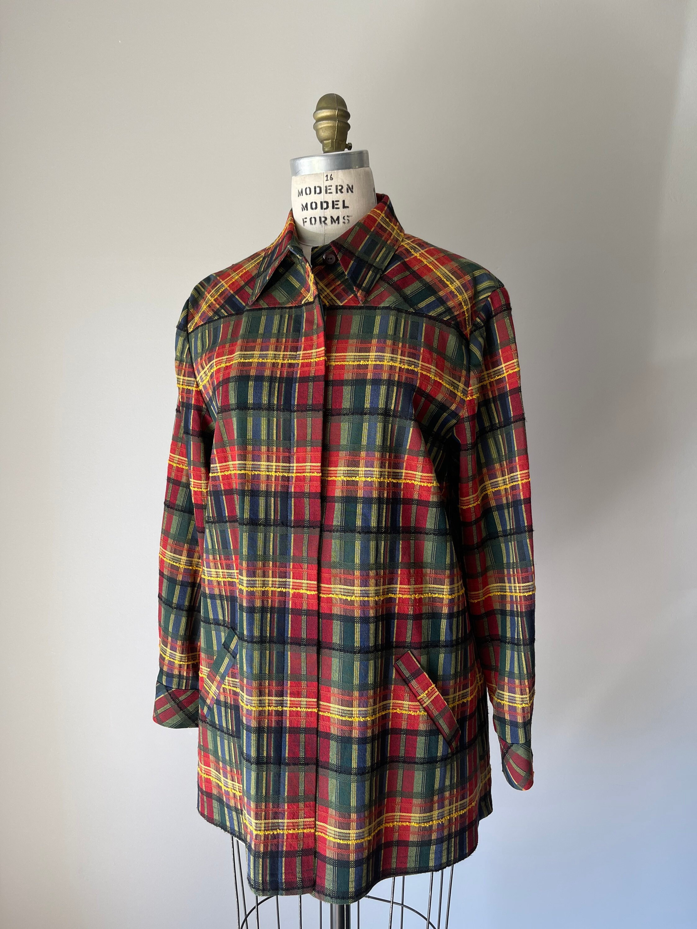 70's Plaid Jacket / Lightweight / Green Red Yellow - Etsy Canada