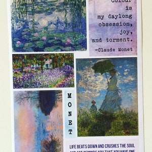 Pegatinas de pintura impresionista de Claude Monet, pegatinas de diario con citas de arte o artista, pegatinas de álbum de recortes de impresionismo, regalo para amantes del arte o artistas