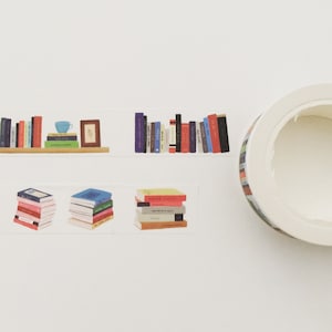 ブックパイル和紙テープ、学生用本棚プランナー和紙、読書好き和紙テープ、読書スクラップブッキング/ジャーナリングテープ、読書好きへのギフト