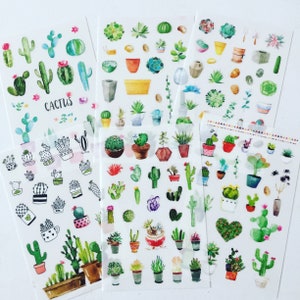 Cactus Sticker Set, Succulents Stickers, Cacti Plants Stickers, Botanical Decorative Stickers, Scrapbook Stickers, Planner Stickers