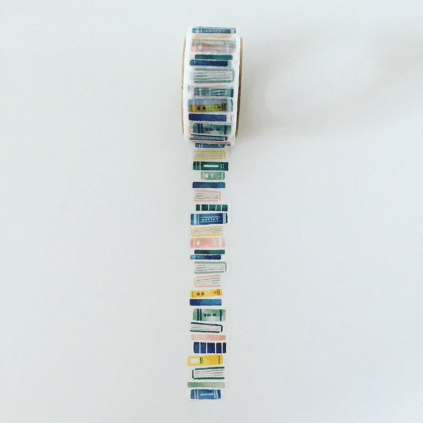 Watercolor Bookshelf Washi Tape: Book Lover Planner Supplies