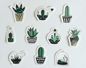 Succulent Sticker Set, Geometry Planters Stickers, Cacti Plants Stickers, Botanical Decorative Stickers, Scrapbook Stickers, Planner Sticker
