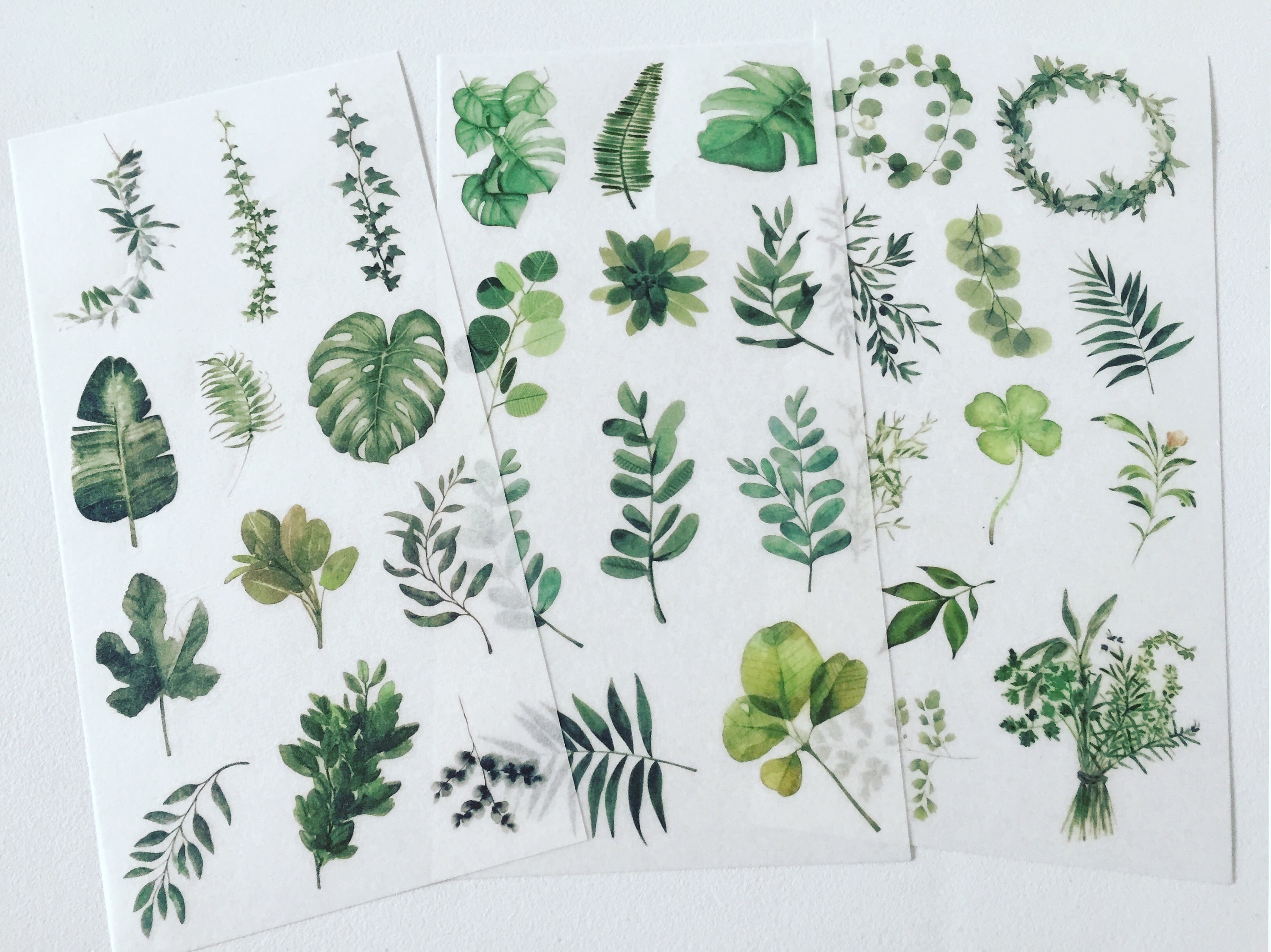 foliage sticker set green leaf planner stickers leafy plant etsy denmark