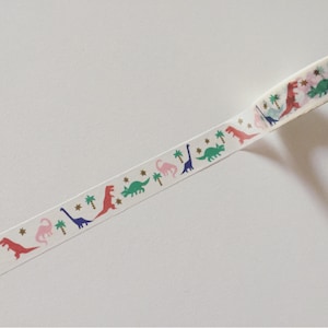 Ruban adhésif Washi Dinosaures, Washi Dino du Jurassique, Ruban adhésif pour emballage cadeau, Ruban adhésif artisanal T-Rex, Fournitures pour agenda, Cadeau pour amoureux des dinosaures
