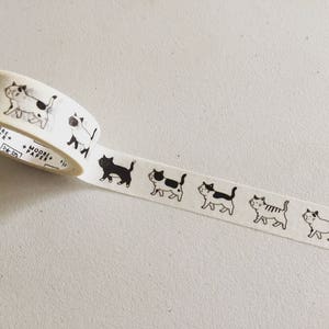 Taśma Washi Strolling Cats, Kitty Doodle Washi, Planer Washi z kotami, Taśma do pakowania prezentów, Taśma do majsterkowania, Materiały do planerów, Japońska taśma Washi