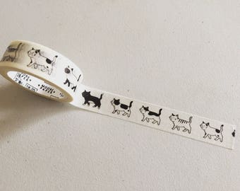 Strolling Cats Washi Tape, Kitty Doodle Washi, Cat Planner Washi, Gift Wrapping Tape, Crafting Tape, Planner Supplies, Japanese Washi Tape