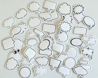 Speech Bubble Planner Stickers: Colouring Diary Stickers, Scrapbook Embellishments