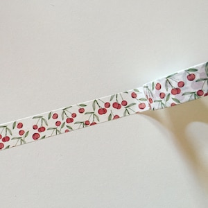 Cinta washi con forma de cereza, cinta para diario con cerezas, cinta decorativa con forma de fruta de verano, envoltura de regalos, cinta para manualidades con sabor a fruta, suministros para fiestas rockabilly
