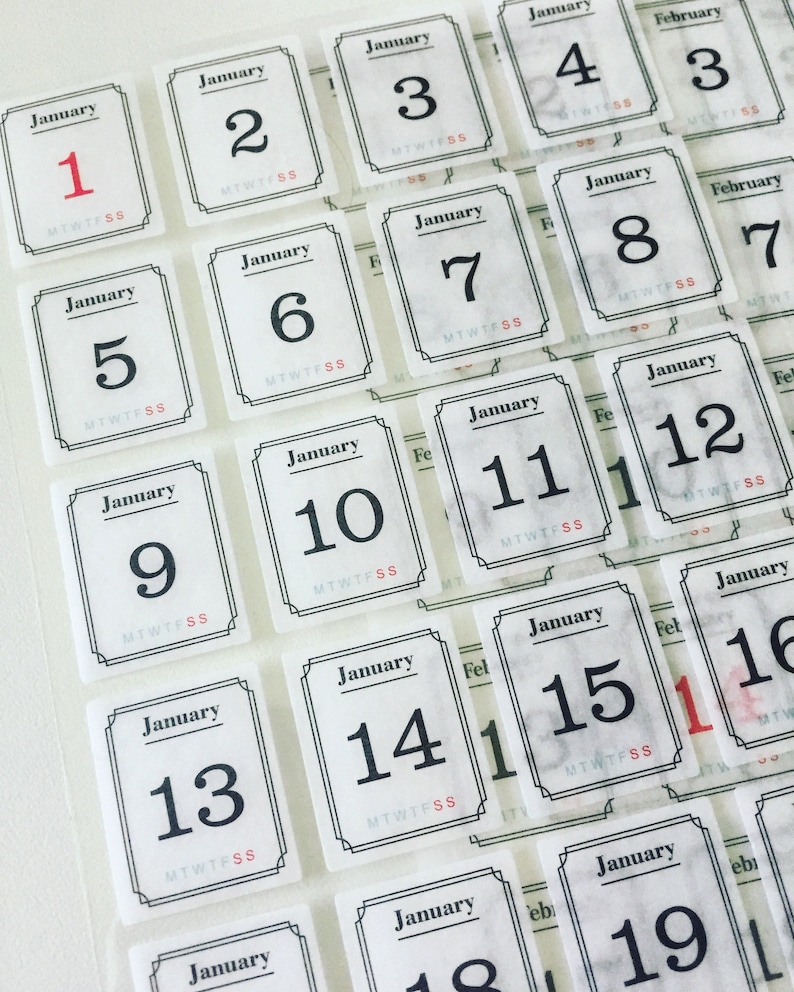 Date Calendar Stickers Month Calendar Sticker Sheet Daily - Etsy UK