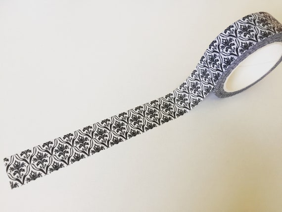 Baroque Washi Tape: Black & White Rococo Art Planner Tape