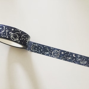 Nastro washi celeste, nastro washi per planner con costellazioni argentate, nastro per planner Cosmos, nastro decorativo con cielo stellato, nastro per bricolage, confezione regalo 10M