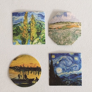 Van Gogh-impressionistische kunststickers, landschapszegelstickers, bruiloft/feestgunst, cadeauverpakking, Happy Post And Mail, stickers kunstliefhebber, stickers kunstliefhebber