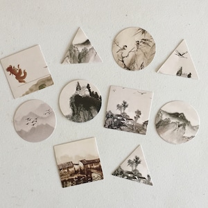 Adesivos de arte japonesa, adesivos de selos de paisagens japonesas, adesivos de natureza, adesivos para embrulhos de presentes, selos de envelopes, adesivos para scrapbooks
