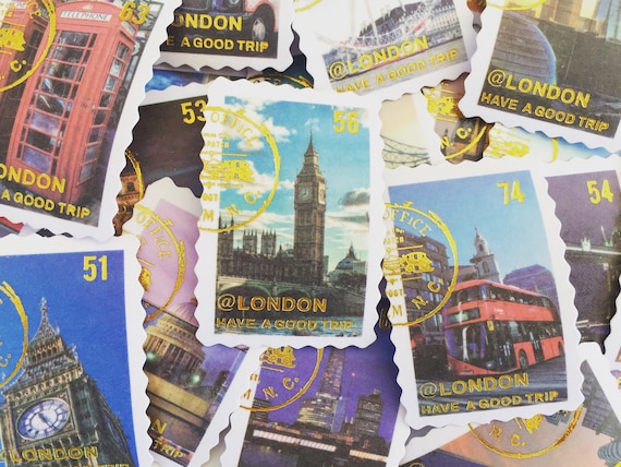 London Landmarks Stamp Stickers: Travel Journal Embellishments