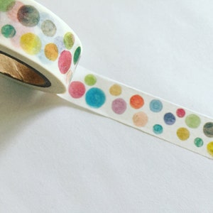 Watercolour Dots Washi Tape, Colourful Planner Washi, Decorative Tape, Crafting Tape, Gift Wrapping, Scrapbook Supply, Party Supply (10M)