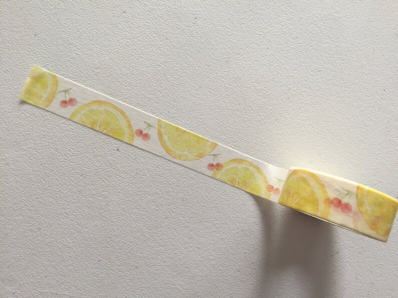 Lemons & Cherries Washi Tape, Fruit Planner Washi, Fruity Deco Tape, Gift Wrapping, Crafting Tape, Scrapbook Supply, Party Supply image 2