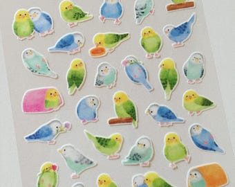 Stickers perruches kawaii : stickers pour carnet de petits perroquets