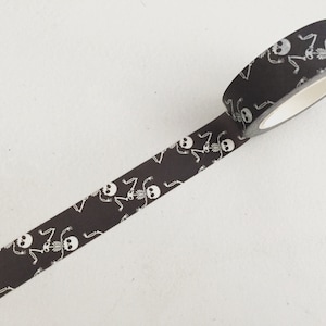 Taśma washi szkielet, czarna gotycka taśma washi na Halloween, planer washi na Halloween, taśma do pakowania prezentów, taśma do majsterkowania, taśma dekoracyjna