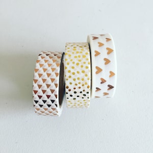 Goudfolie stippen Washi-tape, koper-gouden driehoek planner Washi, folie decoratieve tape, cadeauverpakkingstape, knutseltape