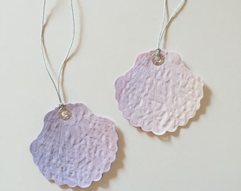 Pastel Seashell Paper Gift Tags: Handmade Textured Paper (Set of 2)