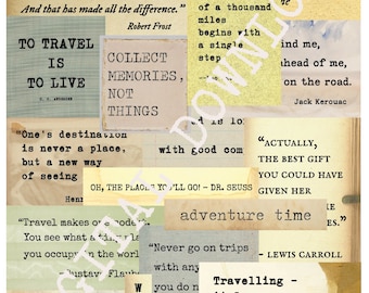 Travel Quotes Stickers: Inspirational Literature, Adventure Theme (Digital Download)