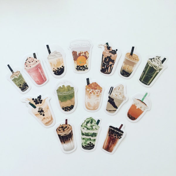 Bubble Tea Stickers, Boba Milk Drink Stickers, Food Planner/Journal Stickers, Taiwanese Tea Stickers, Bubble Tea Lover Gift