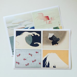 Grote Japan-kunststickers, Japanse schilderijen plakboekstickers, Mount Fuji Nihonga-kunststickers, koivissen dagboekstickers, cadeauverpakking