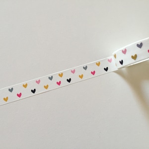 Colourful Tiny Hearts Washi Tape, Soft Hearts Planner Washi, Decorative Crafting Tape, Gift Wrapping, Scrapbook Supply, Party Supply (10M)