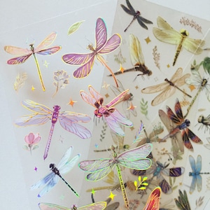 Dragonfly Sticker Sheet, Iridescent Dragonfly Insect Stickers, Fairy Sparkle Planner Stickers, Insects Stickers