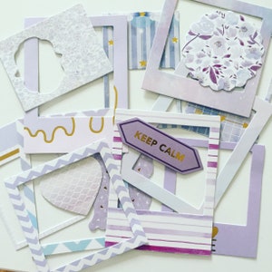Marcos de tarjetas moradas para álbumes de recortes, pegatinas para marcos de diario de viaje, pegatinas para marcos florales morados para planificadores, pegatinas decorativas para marcos lilas.