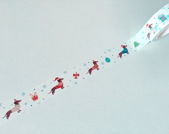 Sausage Dogs Celebration Washi, Christmas Jumper Dog Tape, Party Planner Washi, Gift Wrapping Tape, Gift Box Crafting Tape, Xmas Washi Tape
