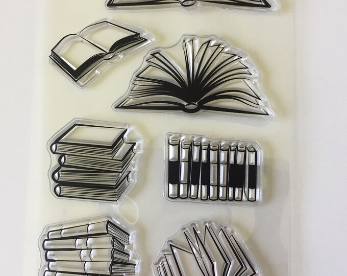 Book Pile Clear Silicone Stamps, Reading Books Planner Stamps ...