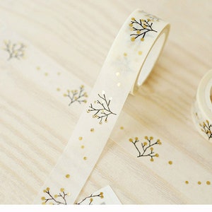 Trees-washi-tape, gouden stippen planner-washi-tape, nature-washi-tape, plakband, plakboekbenodigdheden, decoratieve tape (5 m)