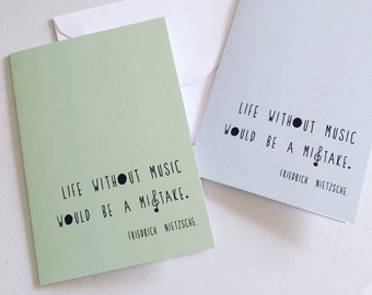 Music Lover Birthday Card, Music Quote Card, Blank Card, Card For Music Lover, Just Because Card, Music Gift, Musician Gift