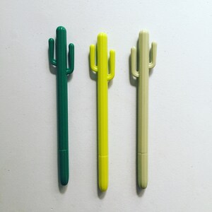 Cactus Gel Pen, Succulent Cacti Pen, Kawaii Black Ink Pen, Kawaii Stationery, Stationery Supplies, Fine Point Pen, Quirky Cactus Gift image 3