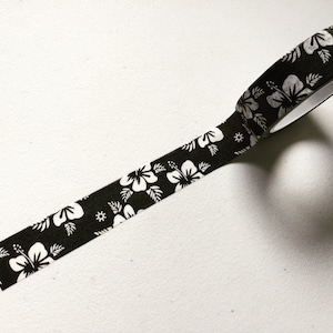 Hibiskus Washi Tape, Washi Tape mit exotischen Blumen, Washi mit tropischen Blumen, Masking Tape, Dekoratives Klebeband, Scrapbook Zubehör, Hibiskus Planer Washi