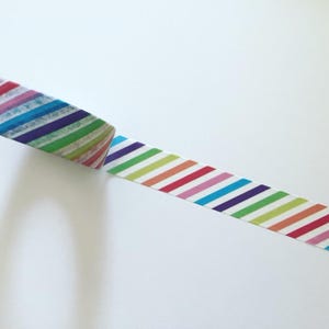 Colourful Diagonal Stripes Washi Tape, Rainbow Stripes Planner Washi, Decorative Tape, Gift Wrapping, Scrapbook Supply, Party Supply (10M)