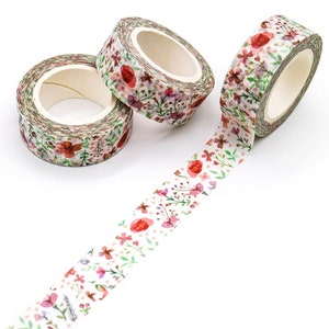 Ruban adhésif Washi Champ de coquelicots, Washi floral romantique, Washi shabby chic, Masking tape, Ruban adhésif décoratif, Fournitures de scrapbooking, Washi de planificateur de coquelicots