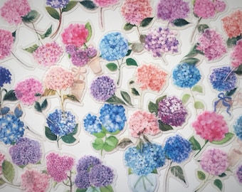Hortensiablomklistermärken: Lila Boho Blommor Journalklistermärken (50, 40 mm)