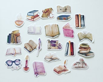 Vintage Book Stickers: Reading Journal Planner Stickers