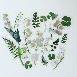 Lily Of The Valley Stickers, Clover Stickers, Flower Bouquet Stickers, Plant Stickers, Boho Floral Stickers, Meadow Flower Stickers