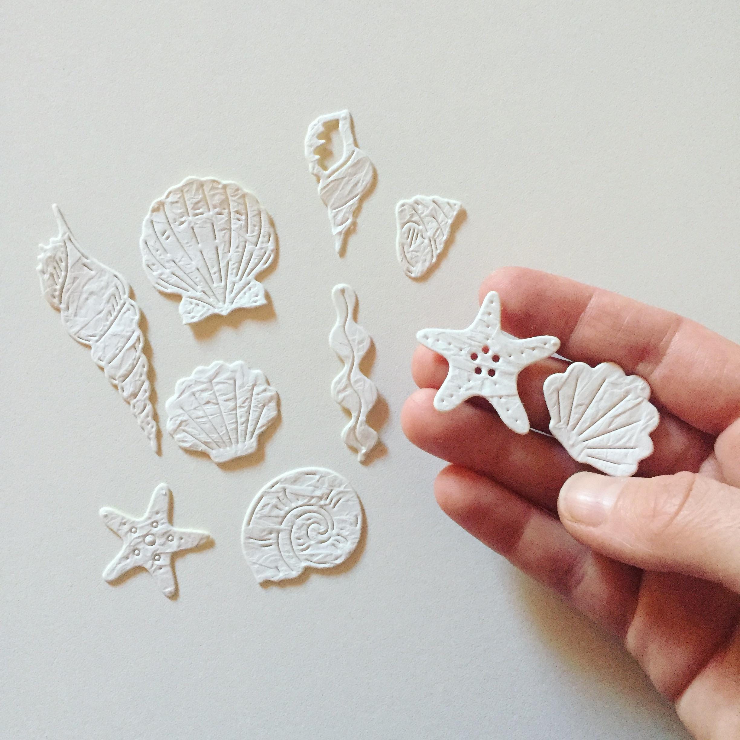 Seashells Stickers, Marine Life Scrapbook Stickers, Summer Beach Planner Stickers, Seaside White Crepe Paper Stickers, Journal Stickers