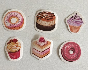 Doughnut Stickers, Muffin Cake Stickers, Donut Planner Stickers, Sweets Stickers, Scrapbook Stickers, Girly Food Stickers, Food Art Stickers