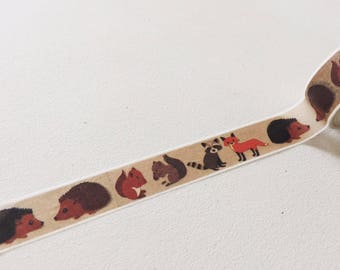 Woodland Animals Washi Tape, Fox Planner Washi, Hedgehog /Squirrel / Raccoon Washi, Decorative Tape, Crafting Tape, Planner Supplies