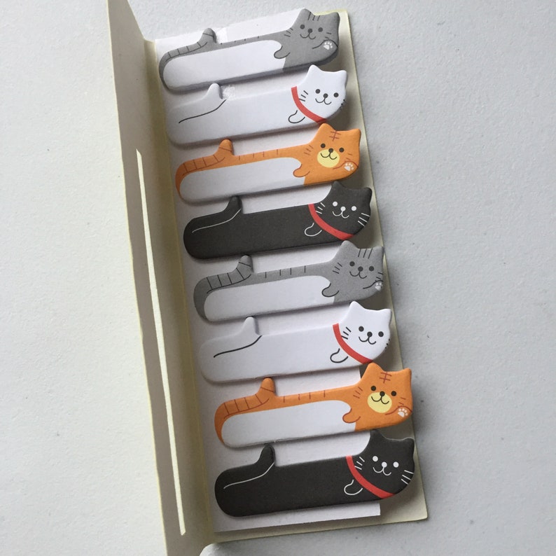 Cat Sticky Notes, Kitty Sticky Notes, Kawaii Animal Reminder Notes, Memo Pad Stickers, Planner Page Marker Stickers, Cat Lover Gift image 2