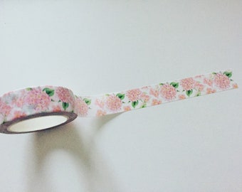 Hydrangea Washi Tape, Pink Flower Bloom Washi, Romantic Floral Washi, Shabby Chic Washi, Decorative Tape, Scrapbook Supplies, Planner Washi