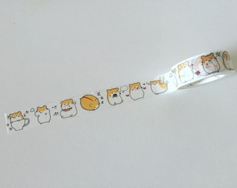 Chibi Hamster Washi Tape, Kawaii Washi, Planner Washi, Gift Wrapping Tape, Crafting Tape, Planner Supplies, Japanese Washi Tape