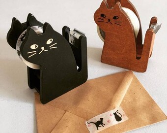 Cat Tape Dispenser, Wooden Kitty Tape Holder, Masking Tape Dispenser, Washi Tape Dispenser, Stationery Supplies, Crazy Cat Lady Gift