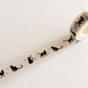 Black Cat Washi Tape, Kitty Washi, Cat Planner Washi, Gift Wrapping Tape, Crafting Tape, Decorative Tape, Japanese Washi, Cat Lover Gift