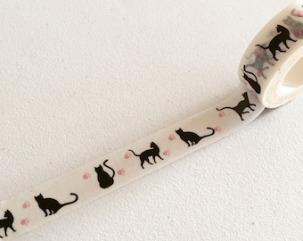 Black Cat Washi Tape, Kitty Washi, Cat Planner Washi, Gift Wrapping Tape, Crafting Tape, Decorative Tape, Japanese Washi, Cat Lover Gift